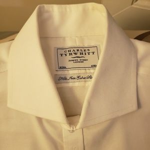 White Charles Tyrwhitt button down dress shirt.